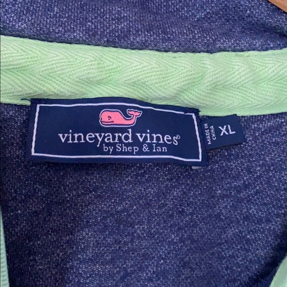 Vineyard Vines Navy/Green Quarter Zip - Picture 3 of 6